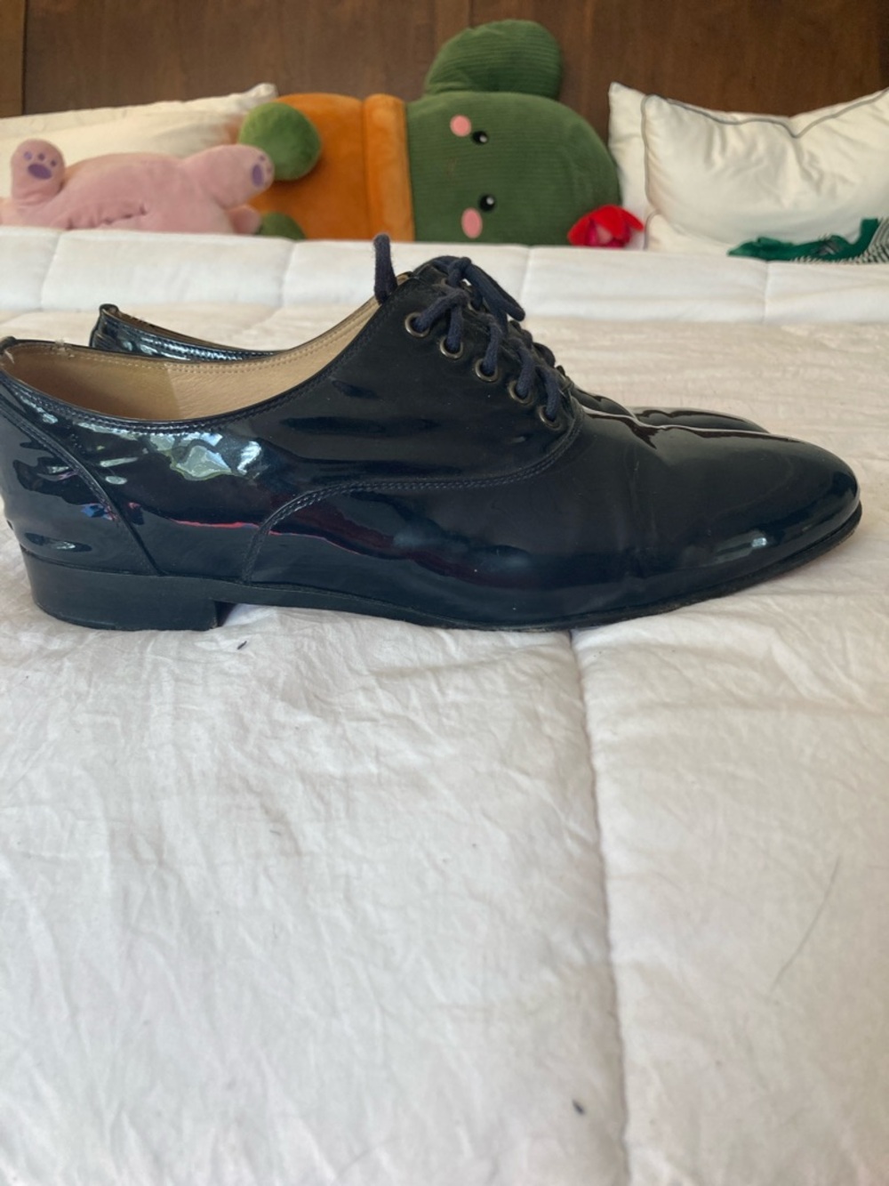 Christian Louboutin Navy Blue Patent Leather Oxford Flats - Picture 5 of 5